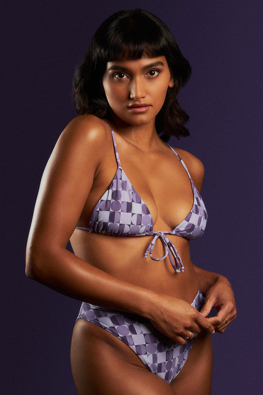 Sharon Front Tie Bikini Top - Geo